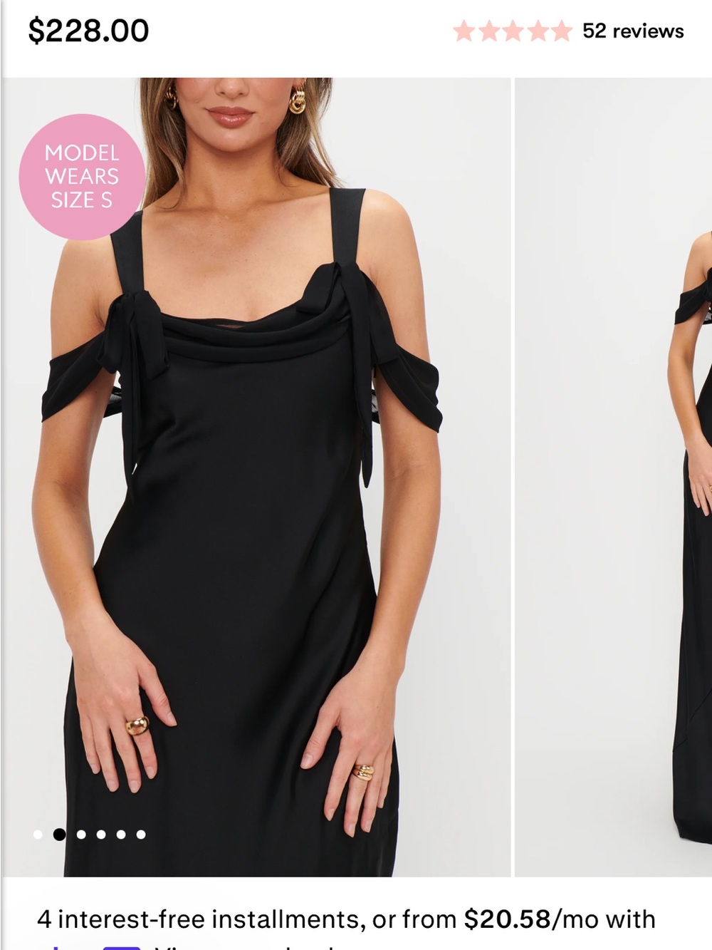 Show Me Your MuMu Black Maxi Dress with Shoulder Tie Straps - Picture 2 of 4